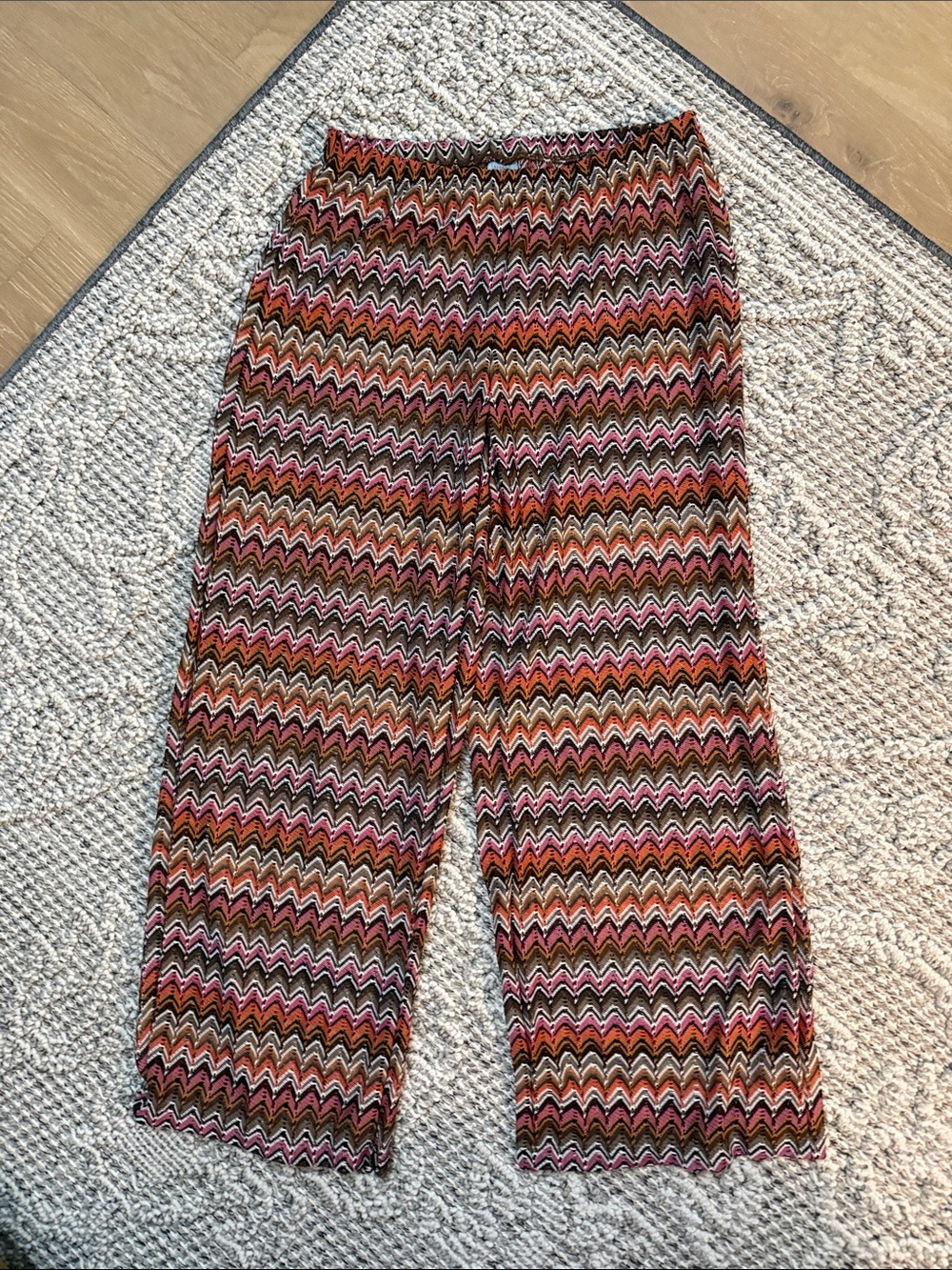 Shade & Shore Wide Leg Chevron Pants in Pink, Orange, Brown